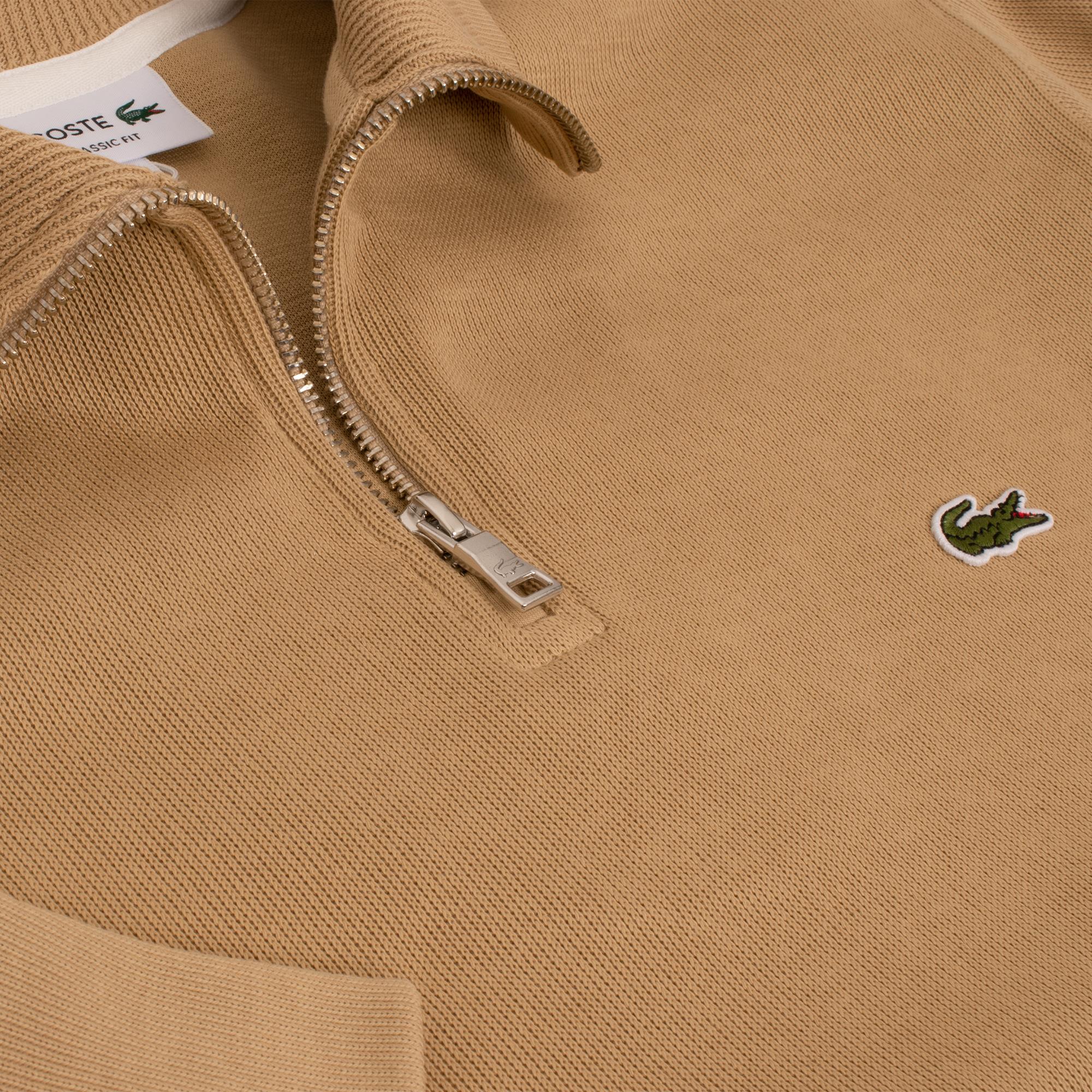 Lacoste Quarter Zip Stand Up Collar Cotton Sweatshirt Viennese